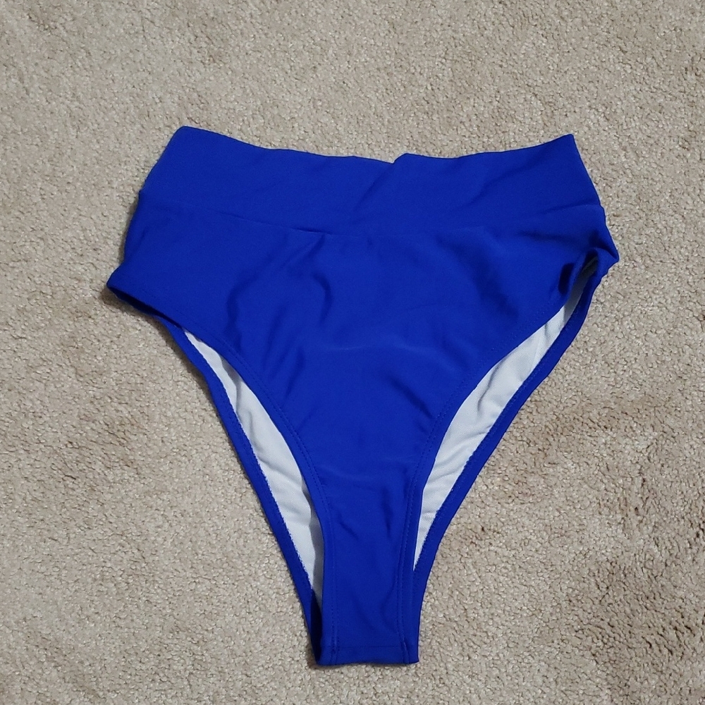 Women's Blue High-Waisted Bikini Bottos. Size: Small